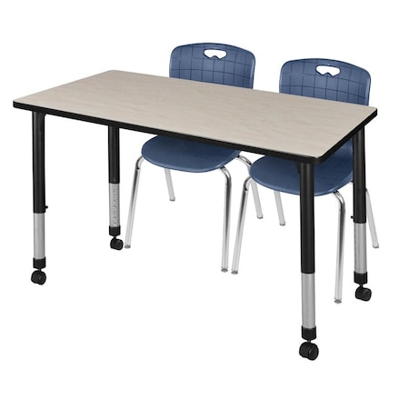 Regency Tables > Height Adjustable > Rectangular Mobile Table & Chair Sets, 48 W, 30 L, 23-34 H, Maple MT4830PLAPCBK40NV